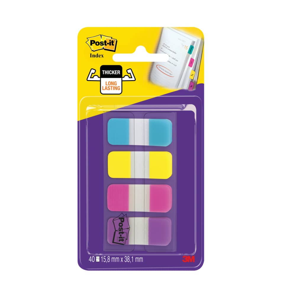 Segnapagina removibili Post-it® Index Strong Mini assortiti 4 blocchetti da 10 - 676-AYPV-EU