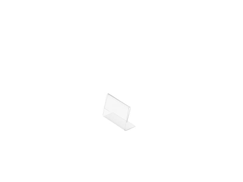 Porta-avvisi deflecto® A9 orizzontale in polistirene con base a L trasparente 480101