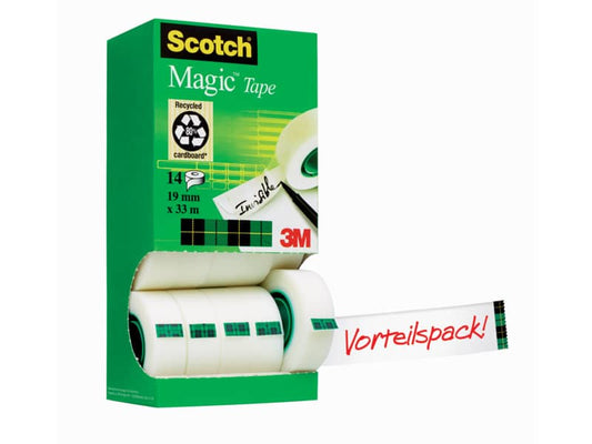 Nastro adesivo Scotch® Magic™ 810 19 mm x 33 m trasparente opaco Value Pack 12 rotoli +2 GRATIS - 8-1933R14TPR