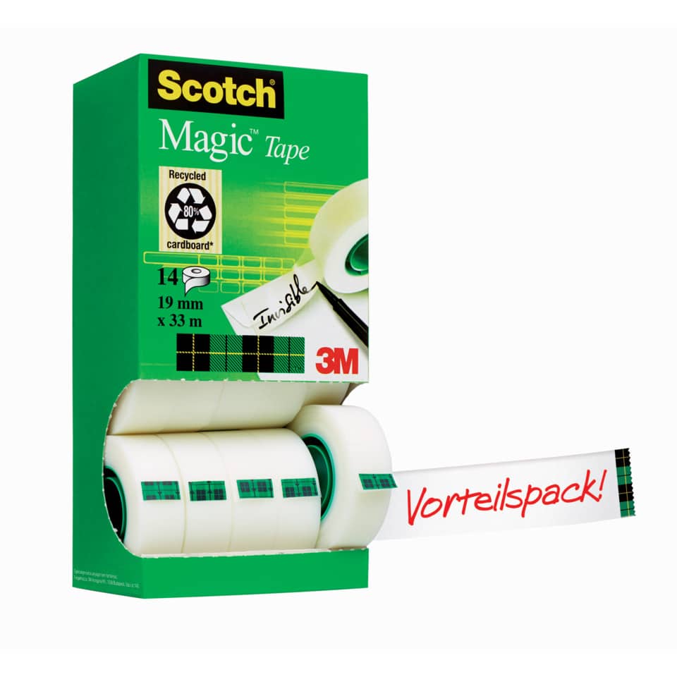 Nastro adesivo Scotch® Magic™ 810 19 mm x 33 m trasparente opaco Value Pack 12 rotoli +2 GRATIS - 8-1933R14TPR