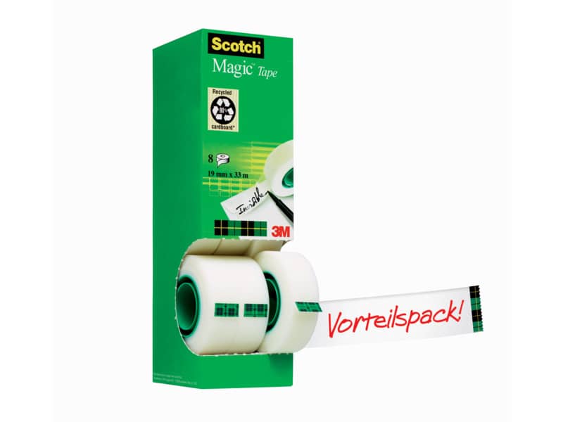 Nastro adesivo Scotch® Magic™ 810 19 mm x 33 m trasparente opaco Value Pack 7 rotoli + 1 GRATIS - 8-1933R8