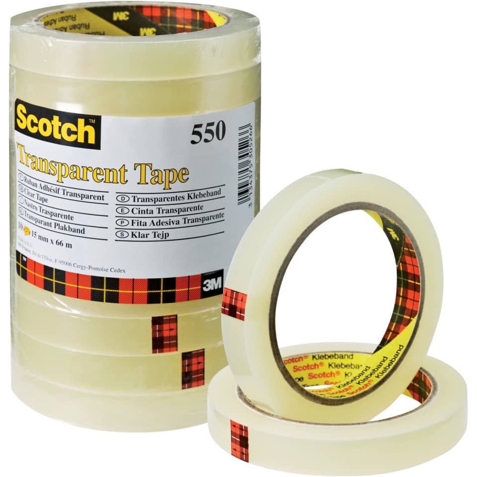 Nastro adesivo Scotch® 550 15 mm x 66 m trasparente torre da 10 rotoli - 550-1566