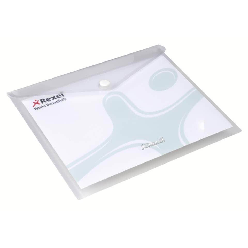 Busta trasparente con bottone Rexel Ice A5 trasparente conf. da 5 pezzi - 2101658
