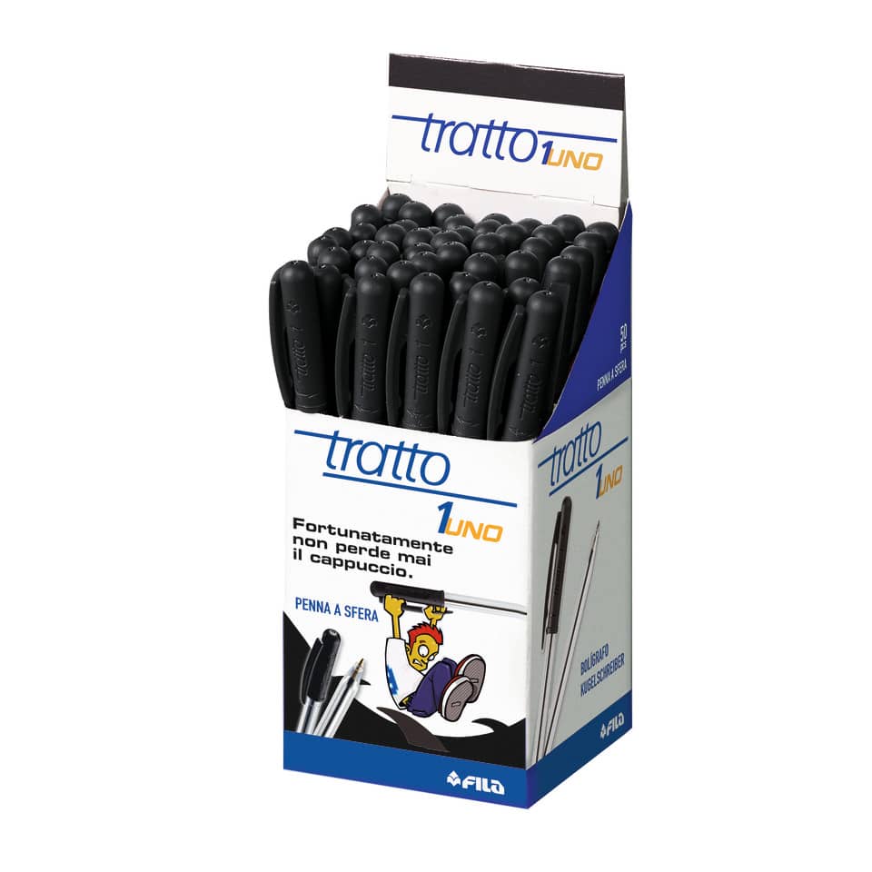 Penna a sfera TRATTO 1Uno 1 mm nero  Conf. 50 pezzi - 820503