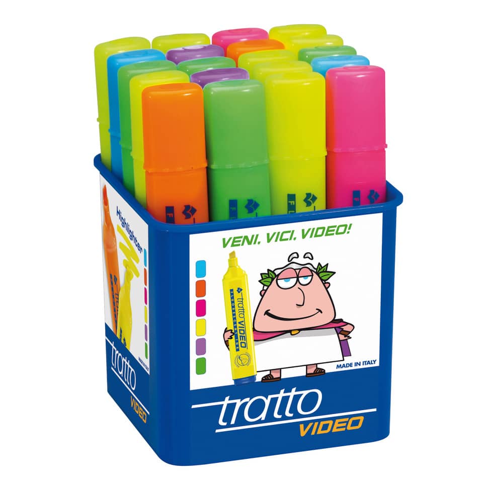 Evidenziatore TRATTO Video 1-5 mm assortiti barattolo da 20 - F829200