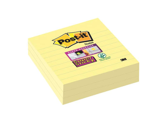 Foglietti riposizionabili Post-it® Super Sticky XL a righe 10x10 cm 70 ff Giallo Canary™  conf. da 3 - 675-SS3-CY-EU