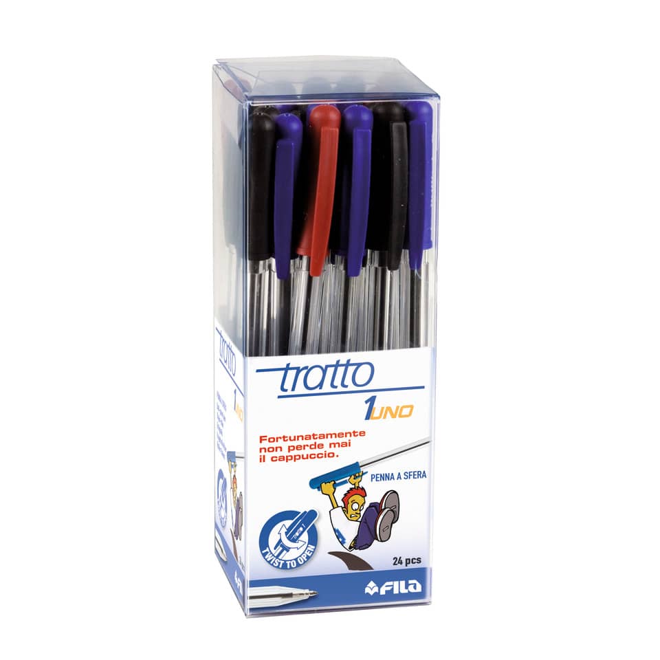 Penne a sfera TRATTO 1Uno 1 mm assortiti  astuccio da 24 - 821200