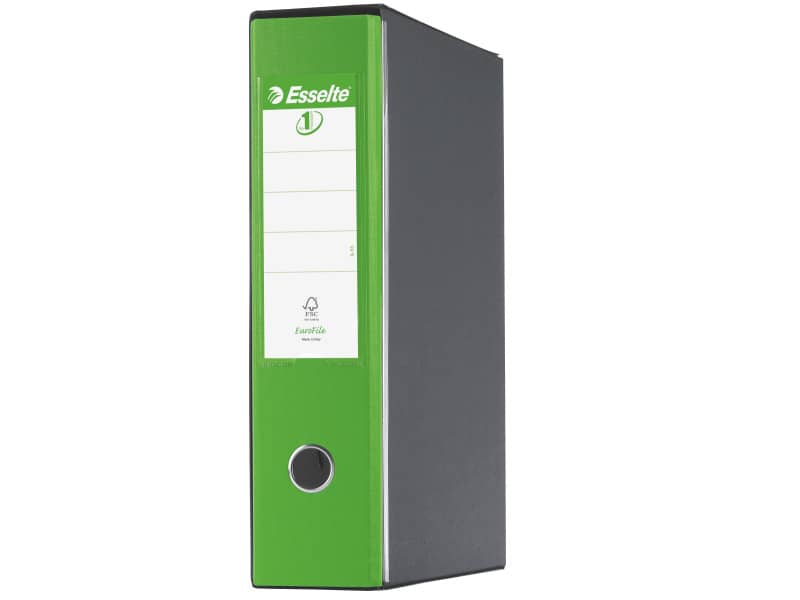 Registratore con custodia Esselte G55 Eurofile protocollo dorso 8 cm cartone rivestito in PP verde vivida - 390755940