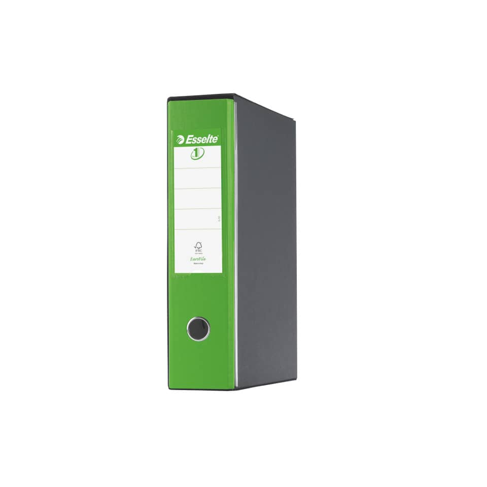 Registratore con custodia Esselte G55 Eurofile protocollo dorso 8 cm cartone rivestito in PP verde vivida - 390755940