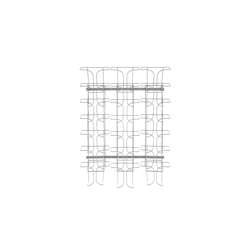 Espositore da parete deflecto® A4 in filo di metallo cromato con 21 scomparti 78945