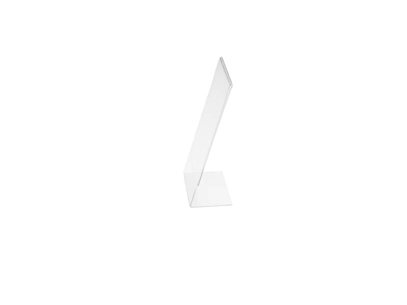 Porta-avvisi deflecto® 1/3 di A4 verticale in polistirolo inclincato con base a L trasparente - 45201