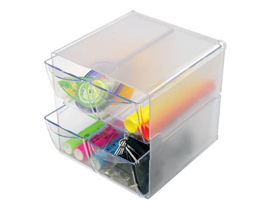 Cubo organizer deflecto® in polistirene con 4 cassetti trasparente 15,2x15,2x15,2 cm - 350301
