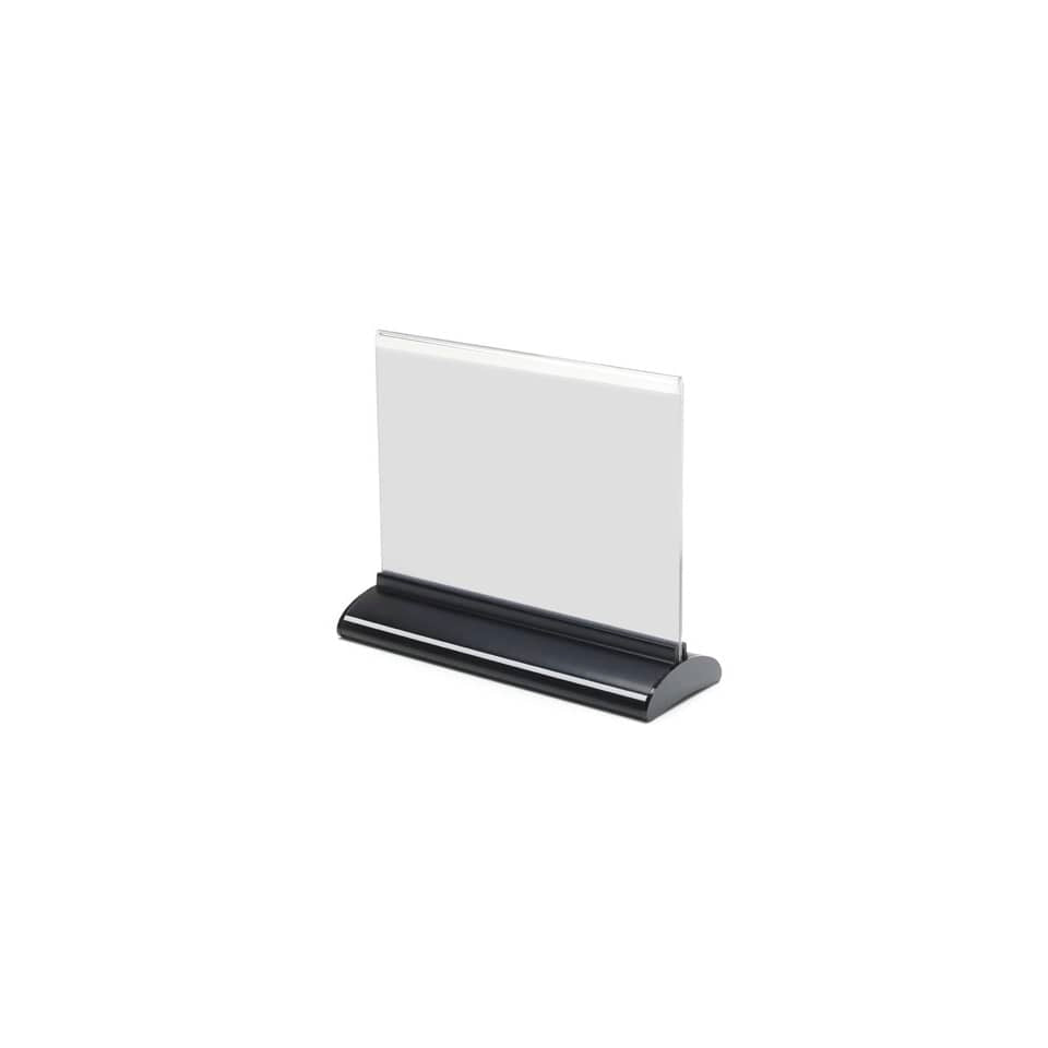 Porta-avvisi deflecto® A5 orizzontale in polimetilmetacrilato leggibile da entrambi i lati - trasp. e nero - 58545