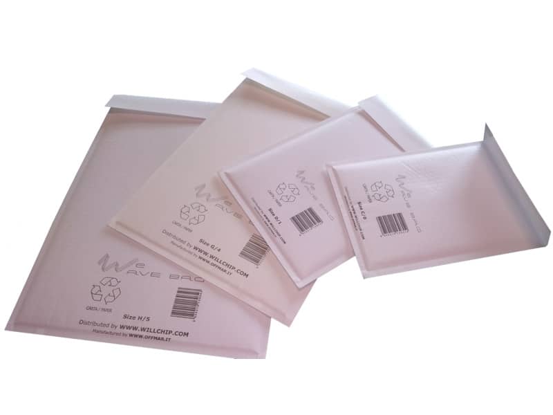 Busta imbottita WeWave in carta kraft, imbottitura carta onda 15x21,5 cm bianco - conf. 10 buste - WW150215