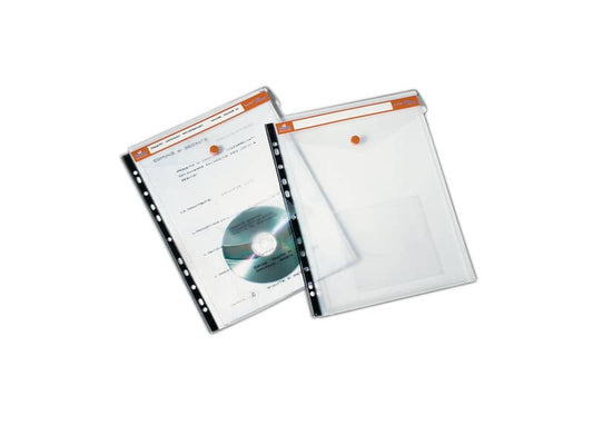 Buste a soffietto con bottone CLICK' N File Jumbo Tecnostyl in PPL 23,5x31 cm trasparenti Conf. 5 buste - AR23