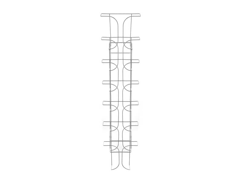 Espositore da parete deflecto® A4 in filo di metallo cromato con 7 scomparti 78645