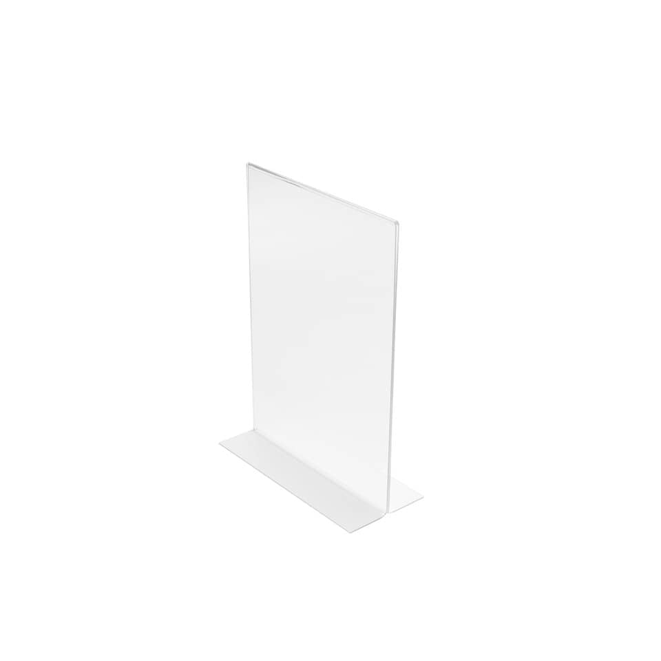 Portabrochure deflecto® A4 verticale in polistirolo con base a T trasparente 47801