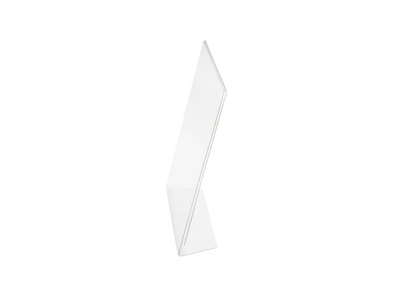 Porta-avvisi deflecto® A5 verticale in polistirene con base a L trasparente 47501