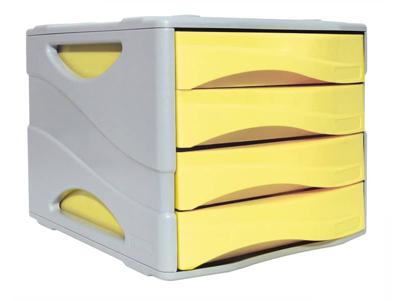 Cassettiera 4 cassetti ARDA Keep Colour Pastel polistirolo antiurto grigio/giallo - 15P4PPASG