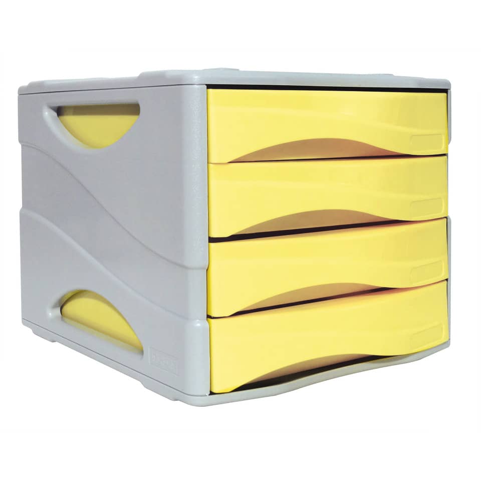 Cassettiera 4 cassetti ARDA Keep Colour Pastel polistirolo antiurto grigio/giallo - 15P4PPASG