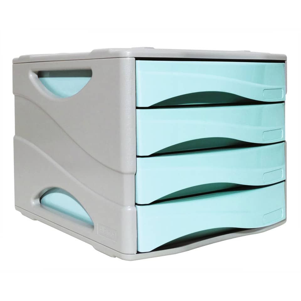 Cassettiera 4 cassetti ARDA Keep Colour Pastel polistirolo antiurto grigio/azzurro - 15P4PPASBL