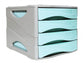 Cassettiera 4 cassetti ARDA Keep Colour Pastel polistirolo antiurto grigio/azzurro - 15P4PPASBL