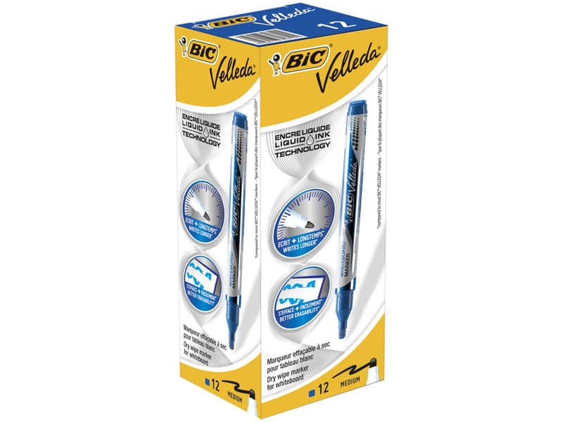 Marcatore per lavagne bianche BIC Velleda Liquid Ink Pocket punta conica 4,2 mm blu - 902087