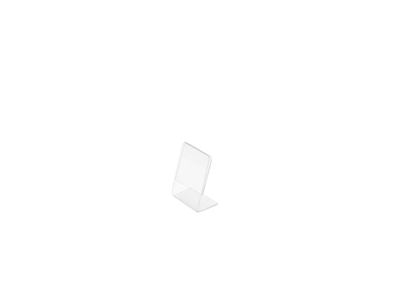Porta-avvisi deflecto® A9 verticale in polistirene con base a L trasparente 480601