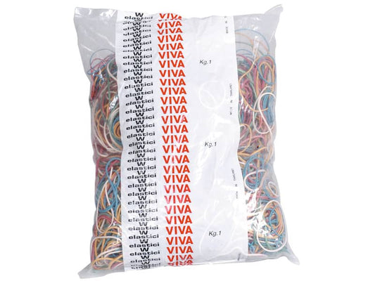 Elastici VIVA in busta in gomma colore e formati assortiti conf.1000 gr - A1000