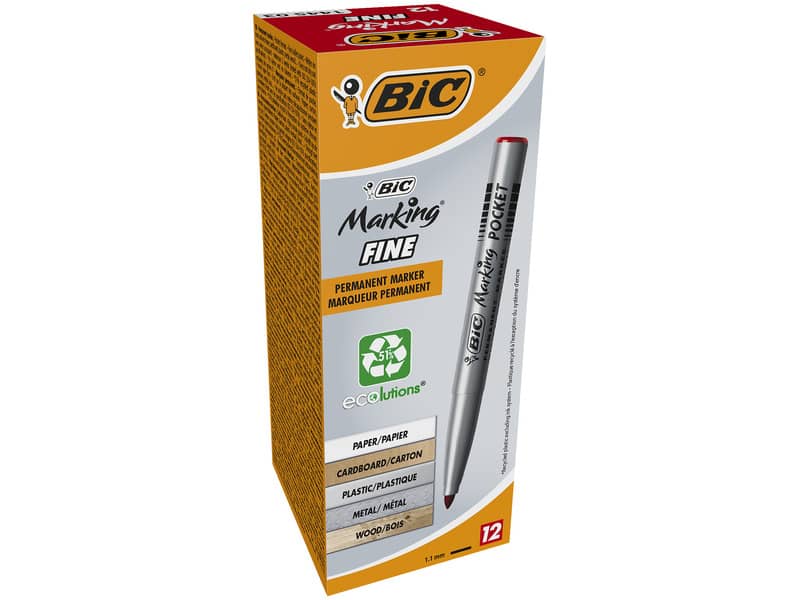 Marcatore permanente BIC Marking Pocket 1445 punta conica 1 mm rosso 8209002