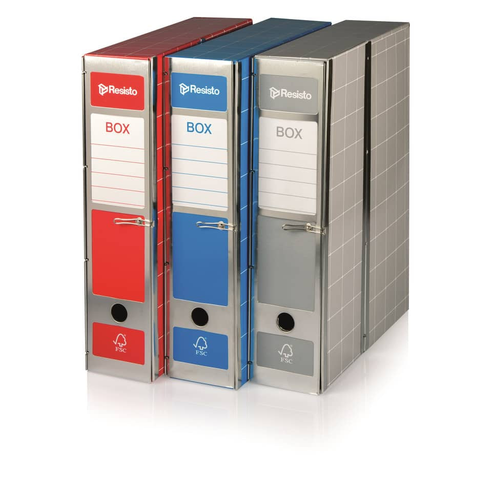 Scatola con cerniera in metallo Box 1 - apertura parziale Brefiocart 37,5x29,5 cm dorso da 9 cm blu - RESX101.BL