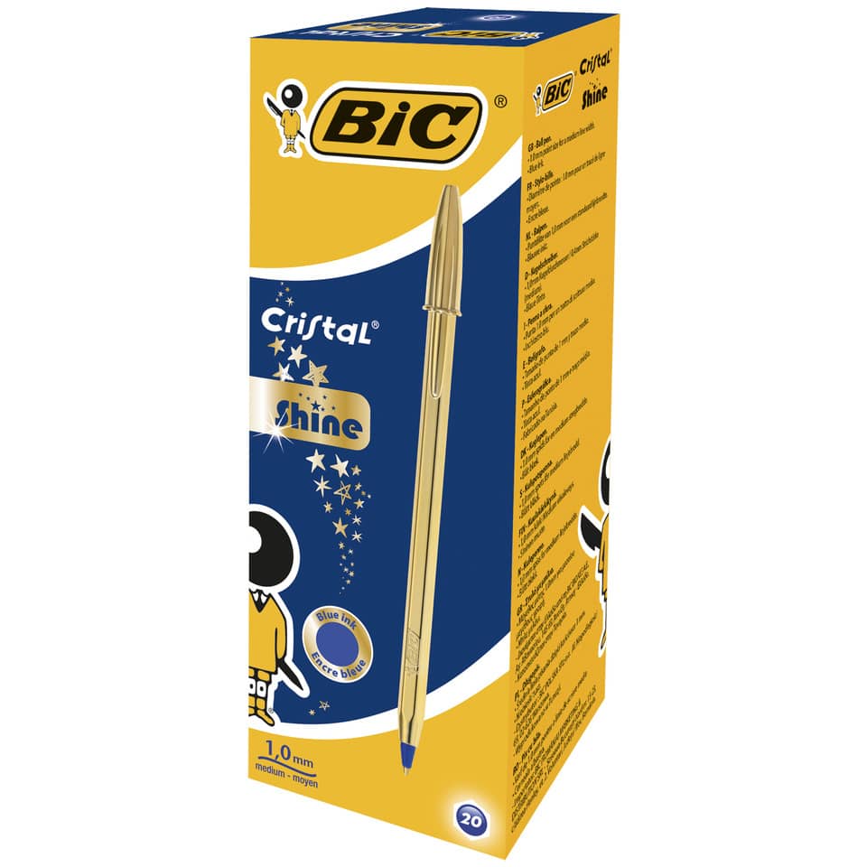 Penna a sfera BIC Cristal Shine Gold M 1 mm blu 9213401