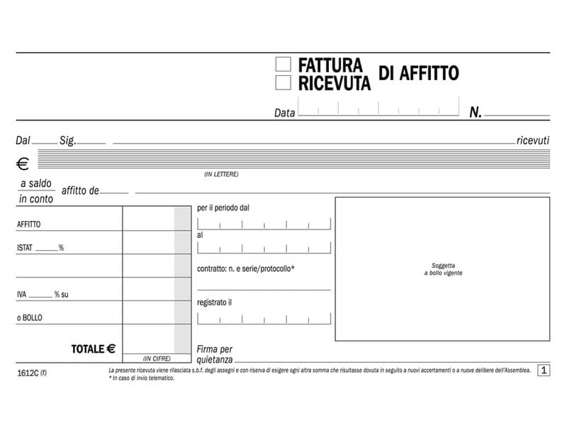 Ricevute - Fatture di affitto Semper blocco di 50/50 copie autoricalcanti 10x16,8 cm - SE1612C0000