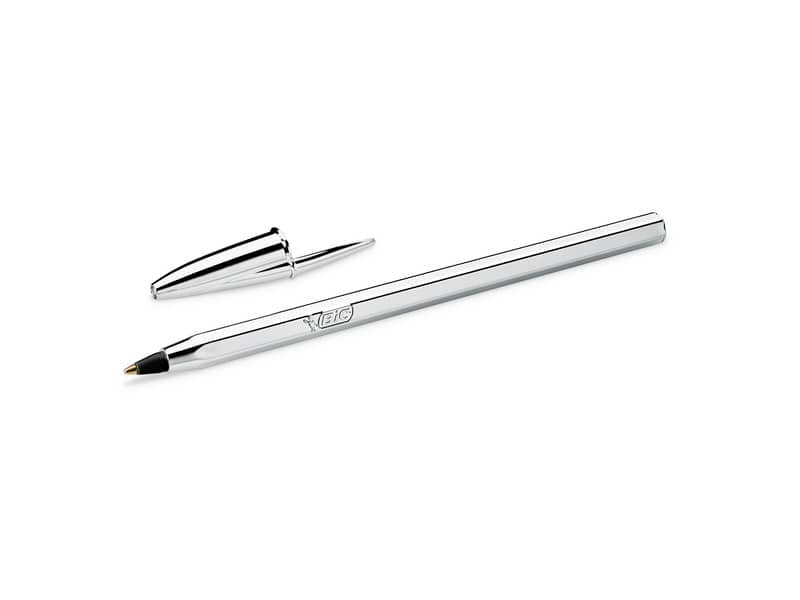 Penna a sfera BIC Cristal Shine Silver M 1 mm nero 921339