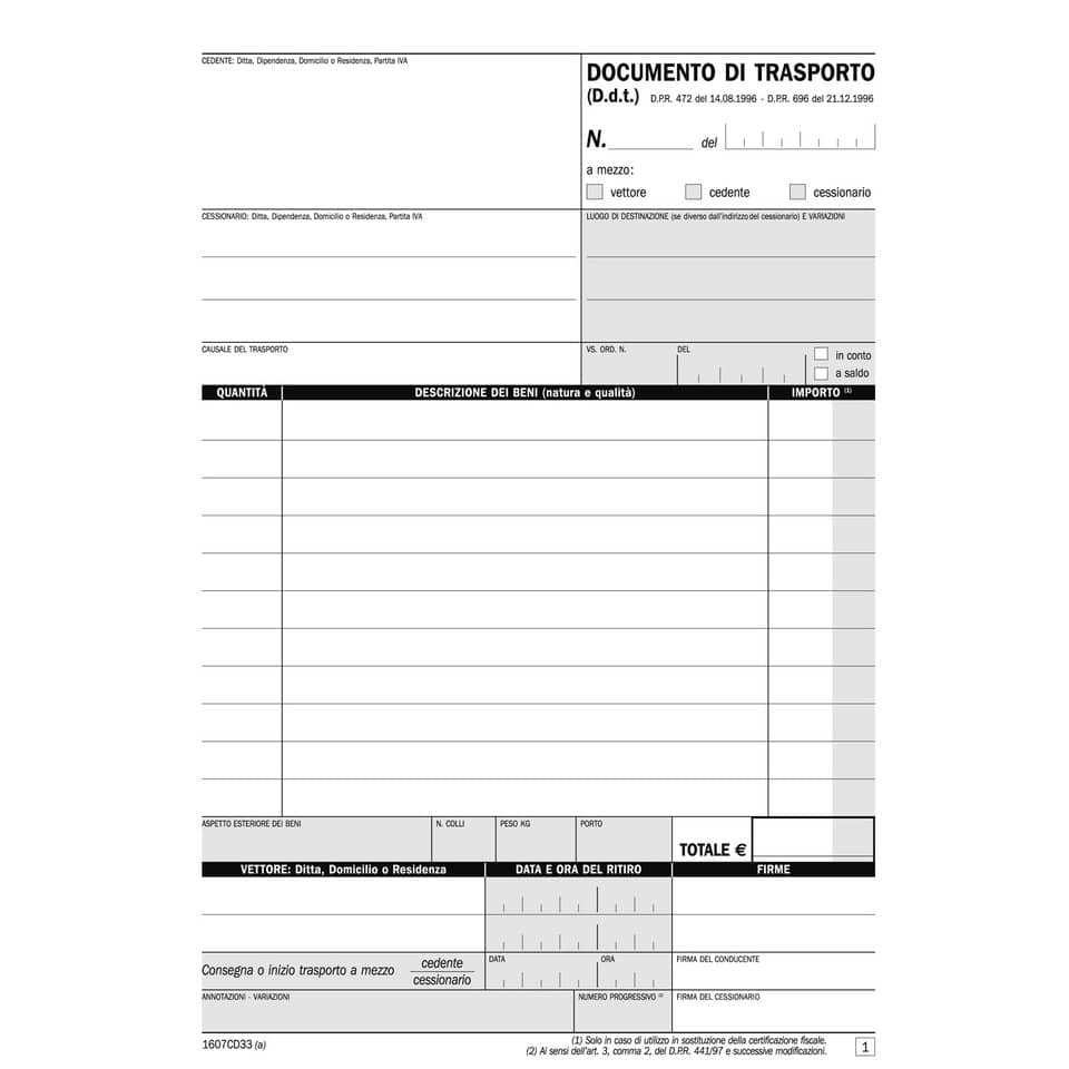 Documento di trasporto Semper blocco di 33/33/33 copie autoricalcanti 21,5x14,8 cm - SE1607CD330