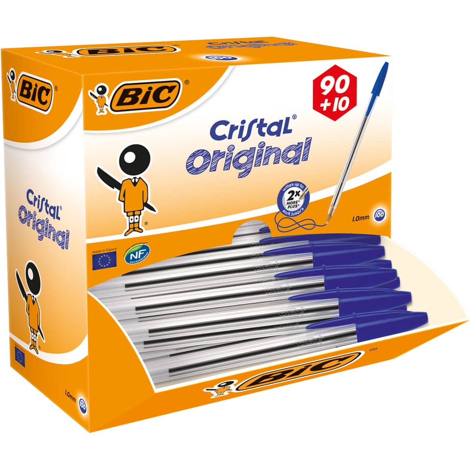 EC - Penne a sfera BIC Cristal M 1 mm blu - value pack 90+10 - 942910