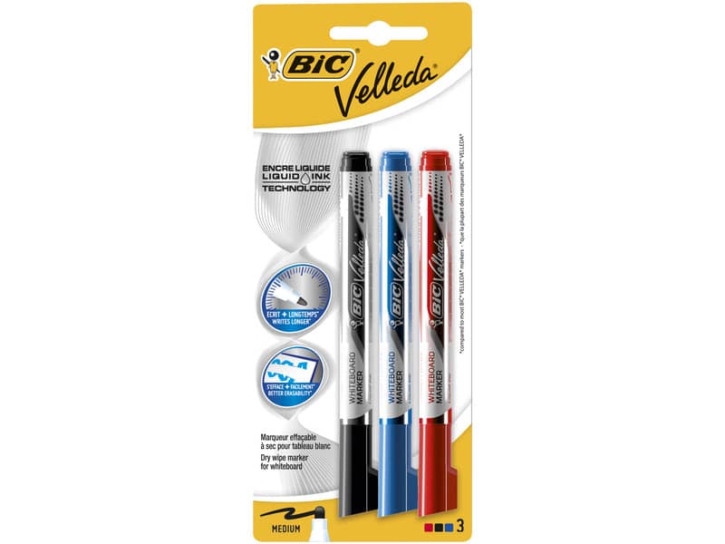 EC Marcatori lavagne bianche BIC Velleda ECOlutions 1701 punta conica blu -Promo pack 12 + 3 Liquid Ink Pocket - 942235