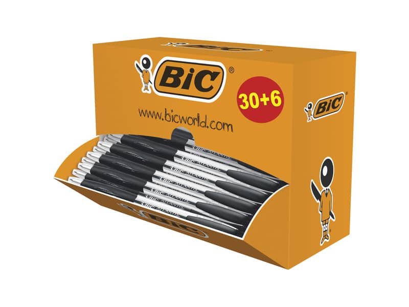 Penne a sfera a scatto BIC Atlantis Classic NF M 1 m nero value pack 30+6 - 920287