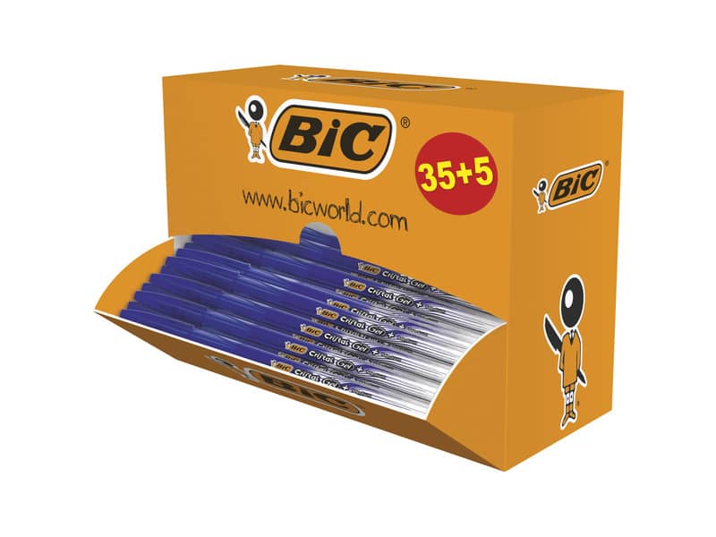 Penne gel BIC Cristal Gel+ M 0,7 mm blu  value pack 35+5 - 920402