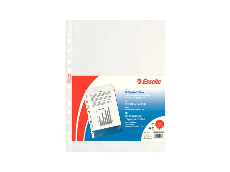 Buste a perforazione universale lisce Esselte Copy Safe 21x29,7 cm PP Office medio spessore - conf.50 - 395011300