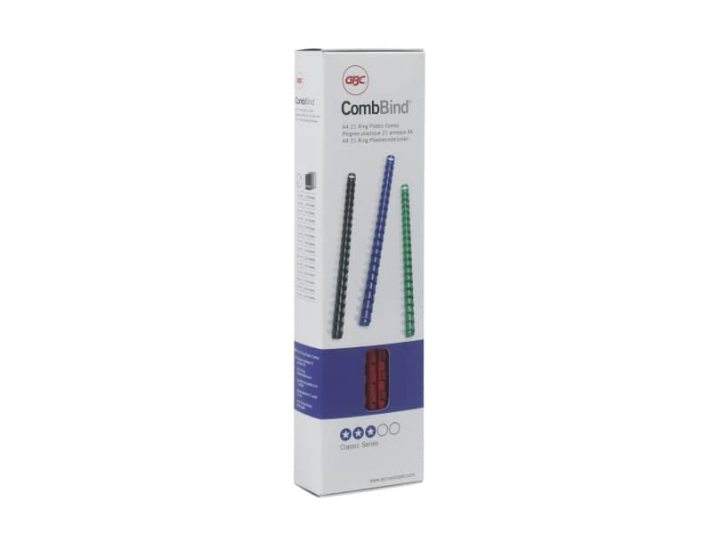 Dorsi plastici a 21 anelli GBC CombBind 14 mm A4 nero -  fino a 125 fogli conf da 100 dorsi - 4028178