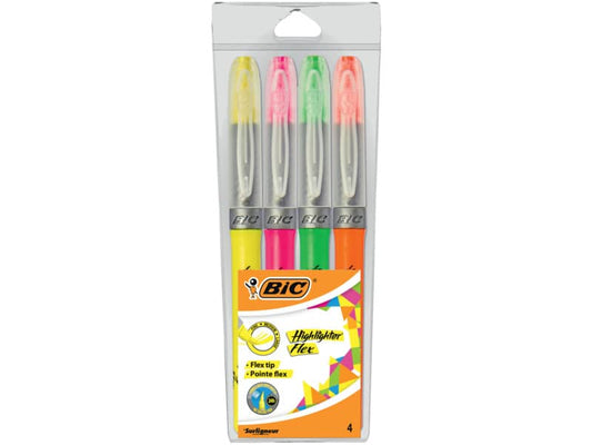 Evidenziatori BIC Highlighter Flex 1-4,3 mm assortiti busta in plastica da 4 - 950470