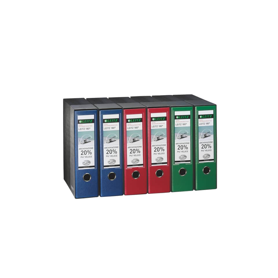Registratore con custodia Leitz 180° commerciale dorso 8 cm cartone rivestito in polipropilene blu - 390763050