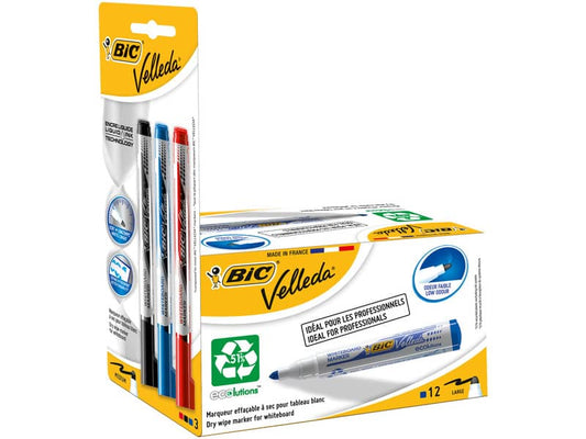 EC Marcatori lavagne bianche BIC Velleda ECOlutions 1701 punta conica blu -Promo pack 12 + 3 Liquid Ink Pocket - 942235