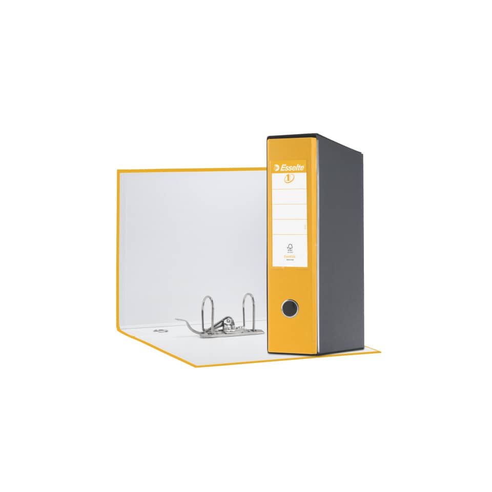 Registratore con custodia Esselte G55 Eurofile protocollo dorso 8 cm cartone rivestito in PP giallo - 390755090