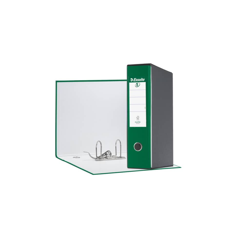 Registratore con custodia Esselte G55 Eurofile protocollo dorso 8 cm cartone rivestito in PP verde - 390755180