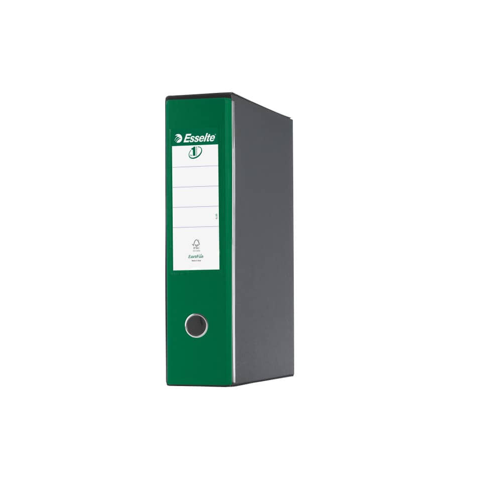 Registratore con custodia Esselte G55 Eurofile protocollo dorso 8 cm cartone rivestito in PP verde - 390755180