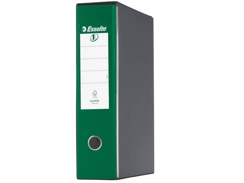 Registratore con custodia Esselte G55 Eurofile protocollo dorso 8 cm cartone rivestito in PP verde - 390755180