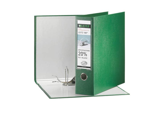 Registratore con custodia Leitz 180° commerciale dorso 8 cm cartone rivestito in polipropilene verde - 390763180