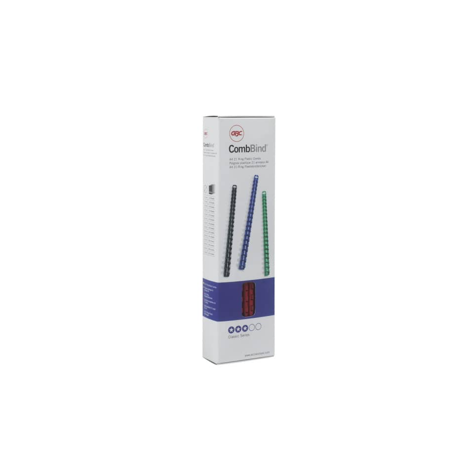 Dorsi plastici a 21 anelli GBC CombBind 12 mm A4 nero -  fino a 95 fogli conf da 100 dorsi - 4028177